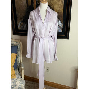 NWT Chloé Lilac Long Sleeve Blouse with Tie Waist, Size 8 (40)